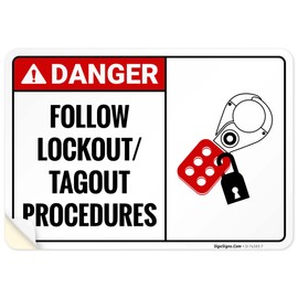 Follow Lockout Tagout Procedures Sign, 10x7 Inches, 4 Mil Vinyl Decal Stickers Weather Resistant, Made in USA