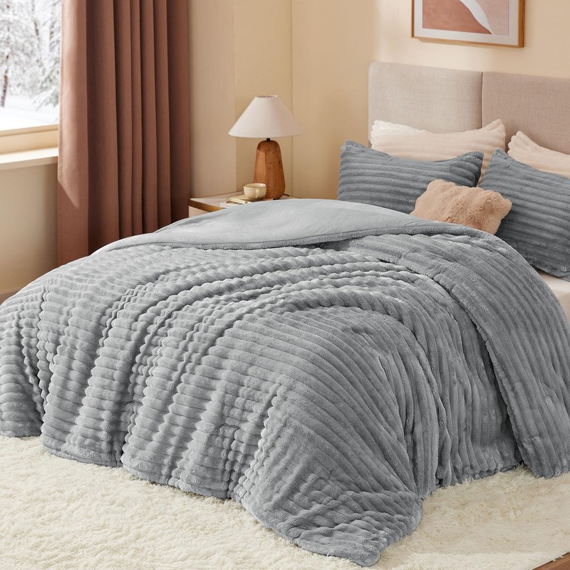 BEDELITE Fleece King Comforter Set -Super Soft & Warm Fluffy