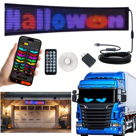 Programmable LED Matrix Panel for Advertising & DIY Use,35.35"x7.56" Huge Scrolling 5V LED Sign for Car Business Shop Bar Party Festival Home Decor,App & Remote Control