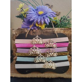 Handmade 2 BABY TODDLER NEWBORN PRINCESS TIARA CROWN HAIR ELASTIC HEADBAND HAIR ACCESSOR