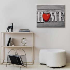 murando - Painting by Numbers Home 50 x 40 cm Painting Set with Wooden Frame on Canvas for Adults Children Painting Hand Painted Kit DIY Gift Decoration House Red Heart Wood Look