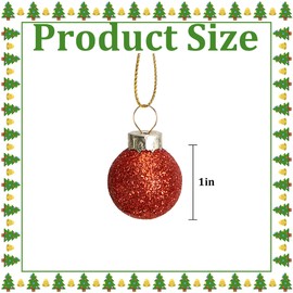 32PCS Glitter Ball Christmas Baubles - 1" Mini Christmas Tree Glass Ball Decoration Ornaments - Shiny Xmas Hanging Decorations Holiday Decor