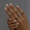 SXVME Uñas postizas cortas cuadradas con punta francesa blanca cromada,
