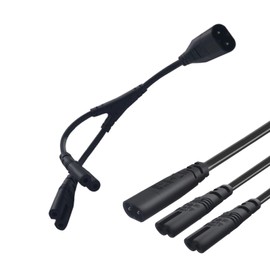 IEC320 C8 to Dual IEC320 C7 Power Cord, 1 in 2 Out Y Split Male to Double Female AC Power Cord, IEC320 C8 to 2 C7 AC Power Cord 30 cm (0.98 Ft) for Desk Lamps, Speakers, Monitors, Prints