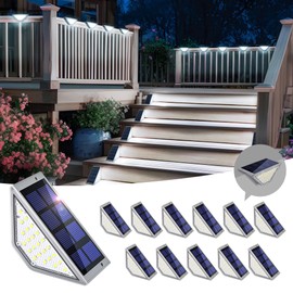 SOLPEX Solar Step Lights for Outside,Solar Lights Outdoor Waterproof Decor for Stair, Step, Deck, Fence, Front Porch, Balcony, Patio, Wall, Yard, Garden (6 Pack,Cold White&Gray shell)