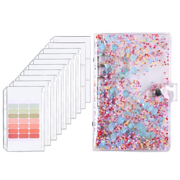 ARTOCT A6 Budget Binder, Transparent Sequin Cover, Budget Planner with