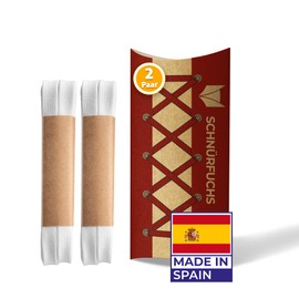 Schnürfuchs Made in Spain 2 Pairs Flat Polyester Shoelaces Sneaker Shoelaces Made in EU, White