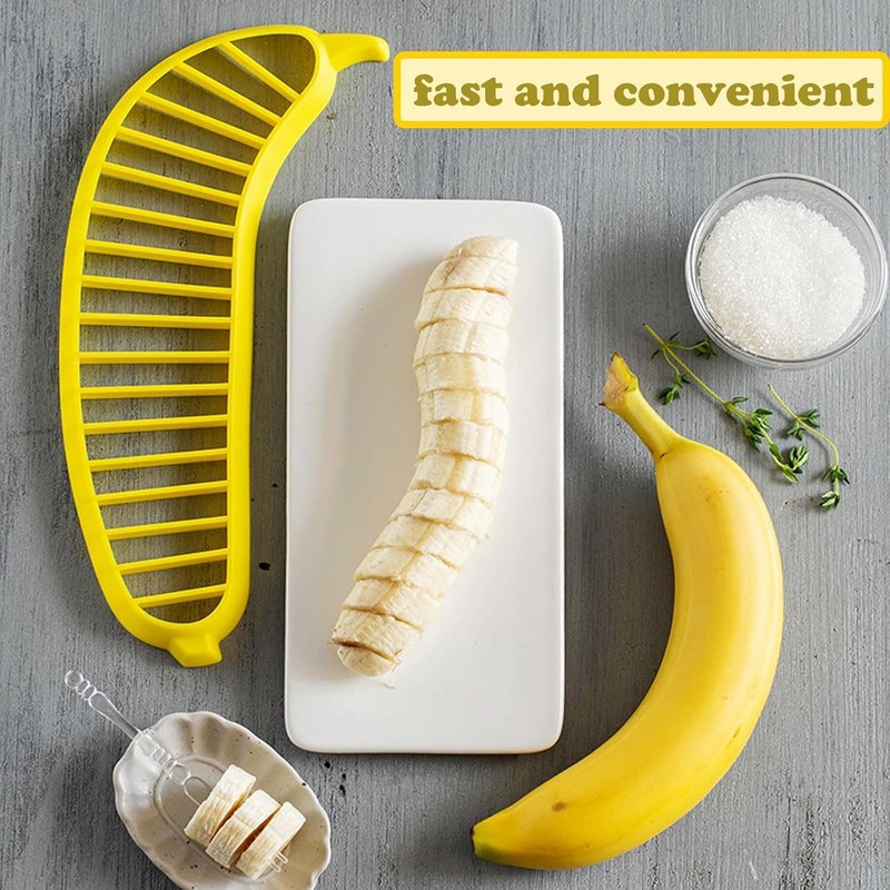 Banana Slicer Cutter, Banana Cutter Slicer Practical Kitchen Tool (Yellow,
