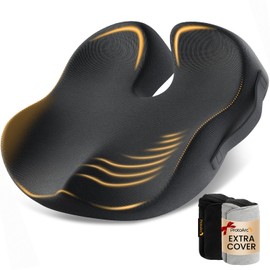 ProtoArc Extra Large Seat Cushions for Office Chairs, Ergonomic Memory Foam Seat Cushion for Home, Extra Cover, Car Seat Cushions for Driving, Pressure Relief Pad for Sciatica - Black