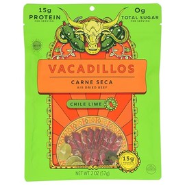 Vacadillos Air-Dried Beef Jerky Carne Seca, Chile Lime 3 Count
