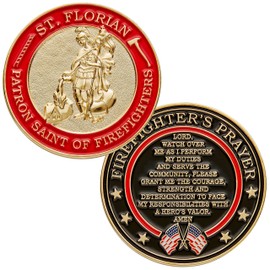 Hero's Valor St. Florian Patron Saint of Firefighters Challenge Coin Prayer 1-Pack (Single Coin)