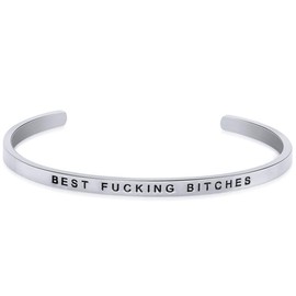 Jude Jewelers Pulsera apilable de acero inoxidable con mantra, regalo de graduación, Metal