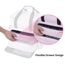 UOZL 2 Pcs Small Nail Polish Organizer Holds 80 Bottles(15ml-0.5fl.oz) Nail Polish Carrying Case Clear Multifunctional Cosmetic Travel Cases Makeup Bags Pink