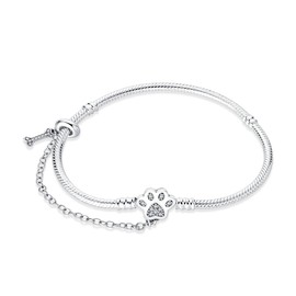 LONGLUCK Women's 925 Silver Snake Chain Dragonfly and Four Leaf Clover Pendant Beads Charm Bracelet with 5A Cubic Zirconia for Women Gift for Her, Silver, cubic zirconia