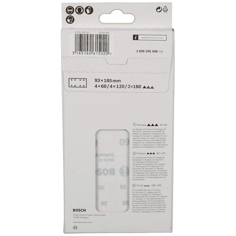 Bosch 2609256A86 Sanding Sheet Set for Orbital Sanders (10-Piece)