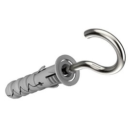 Keple C-shaped Hook Screws with Dowels 10/5.5 x 90, Eye Screws, Self-Tapping C Hooks and Nylon Rawl Fixings, Universal Expansion Dowels and Wall Hooks (Pack of 25)