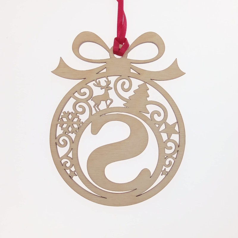 Laser cut Christmas tree bauble decoration: Letter S