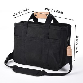 Amexo Women's Canvas Handbag, Shoulder Bag, Tote Bag, Multiple Bag, Shopper Bag, Aesthetic Handbag, Shoulder Bag for Work, Office, Travel, Shopping, School, black