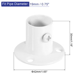 sourcing map 4 Pcs 0.75 inch Pole Sockets Flange Rod Holder, Stainless Steel Closet Rod Bracket, Wall Mount Curtain Rod Bracket for Wardrobe Shower