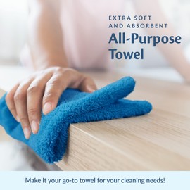 Car Care Essentials Wash Dry and Detail Towels, Set of 12, Blue, 100% Ring Spun Cotton, 16” X 27”, 4.25 lbs. per dz. Heavy Thick, Premium Multi-Purpose Towels