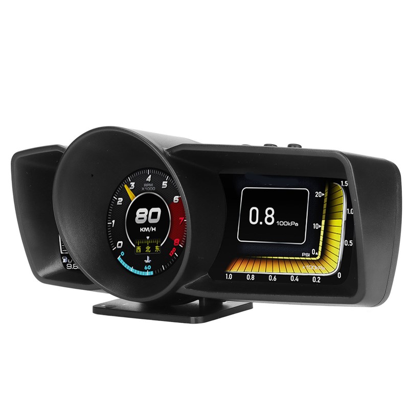 Car HUD OBDII GPS 3 LCD Screen Overspeed Alarm Multifunction