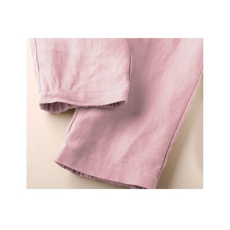 Tanming Women's Casual Linen Elastic Waist Tapered Pants Trousers with