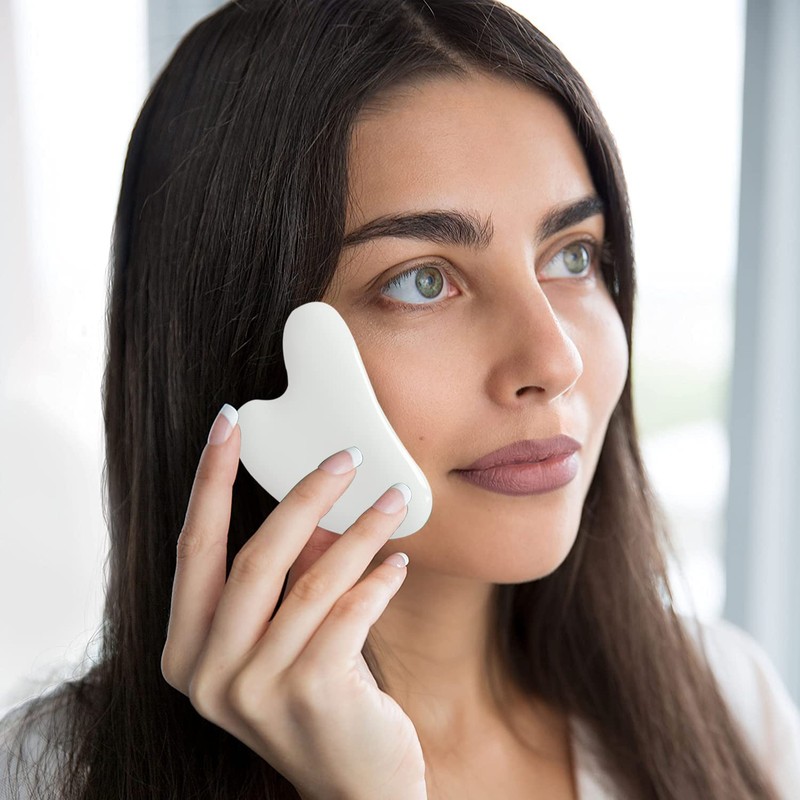 Gua Sha White Jade Stone - Massager for Face, Eyes,