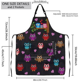BNQL Owl Apron with Pockets Owl Lovers gifts Colorful Owl Cooking Apron Cute Owl Kitchen Apron Owl Gifts for Ornithologist (owl)