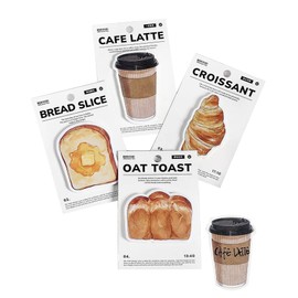 NewLuyer Sticky Note Pads 4 Pack, Funny Coffee Cup Croissant Toast Bread Designs, Favorite Cute Sticky Notes Gift for Office Desk, School, Office, Home, Monitors, Cafe