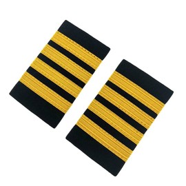 MIAO WU Professional Uniform Bars Airline Pilot Epaulets,Four Bars Captain Shoulder Boards Insignia Sliders Cosplay Epaulette Sliders, Gold