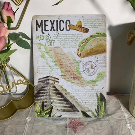 Mexico City Vintage Style Tin Sign Wall Plaque Decor