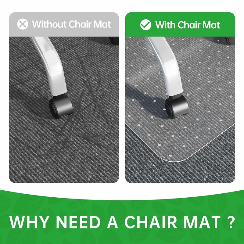 100pointONE Office Chair Mat for Low Pile Carpet Floor, Clear