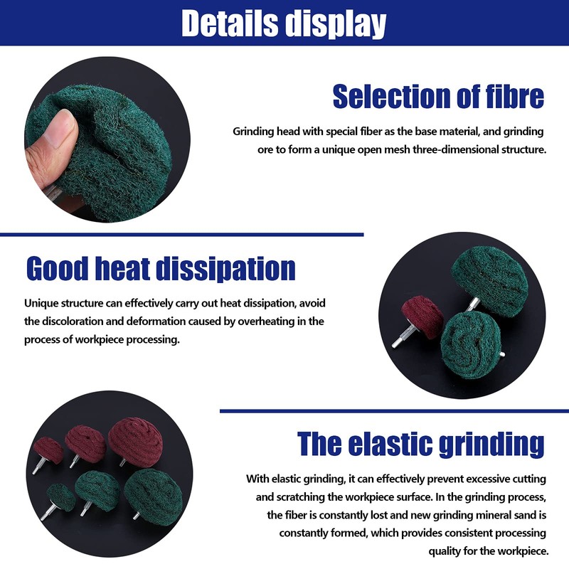 Glarks 10 Pack Non Woven Abrasive Wheel Drill Buffing Attachment