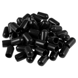 TA-VIGOR 50Pcs Rubber End Caps, 7.5mm ID Round Flexible Screw End Caps Thread Protectors, Black Vinyl Bolt Covers Rubber Covers for Screws, Tubes, Cables, Wires, etc
