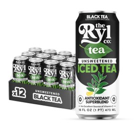 Ryl Iced Tea, Unsweetened Black Tea, Antioxidant Superblend, Zero Sugar, Zero Carb, Zero Calorie Iced Tea, 16.0 Fl Oz (12-Pack)
