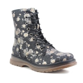 Cipriata Womens Ladies Lace Up Zip Metallic Floral Print High Top Combat Boots (Black Floral, uk_footwear_size_system, adult, women, numeric, medium, numeric_8)