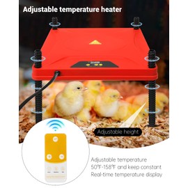 Tofcbye Remote-Controlled Heated Brooder Box for Chicks Starter Kit, Including Remote Controlled Chicken Brooder Heating Plate, Chick Perch, Flip Top Poultry Feeder, Chick Feeder, Water Fountain