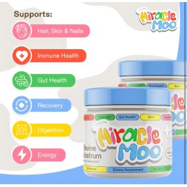 Miracle Moo Calostro Bovino Libre Pastoreo 3.81 Oz 108gr Sabor Leche