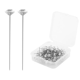Tabanzhe Diamond Head Pins-100PCS 1.5 Inch Diamante Straight Pins for Flower Wedding Bouquet Corsages Sewing Jewelry Decoration DIY Craft