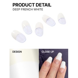 UUUUU. Semi Cured Gel Nail Strips (Solid Color) - 100% Real Gel, Long-Lasting & Easy to Apply & Remove, works any UV/LED Lamps - Spring 2025, Nail inspo,Nail Art Stickers (UGN126 Deep French White)