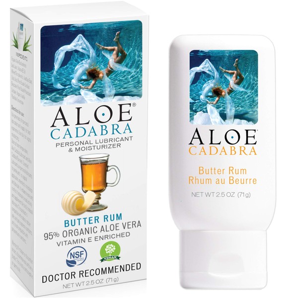 Aloe Cadabra Flavored Personal Lubricant Organic, Natural Edible Lube for Women, Men & Couples, 2.5 Ounce (Butter Rum)