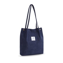 YZROHYI Fabric Tote Bag, Corduroy Large Bag, Shopper Shoulder Bag, Fabric, Fabric Bag for Hanging, Canvas Shoulder Bag, Women's Tote Bag, Shoulder Bag, School Handbag, Work, navy