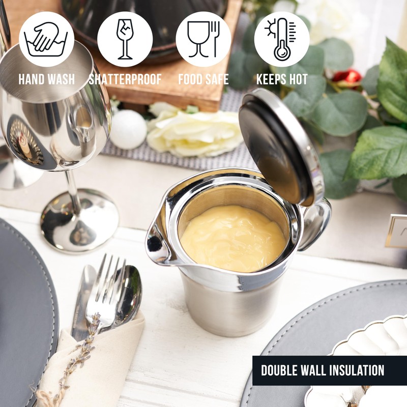 Oak & Steel - Double-Walled Insulated Gravy Sauce Thermal Jugs,