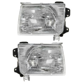 TRQ Driver & Passenger Side Headlight Assembly Set Headlights Driver & Passenger Side Compatible with 1998-2000 Nissan Frontier 2000-2001 Xterra NI2502121 NI2503121