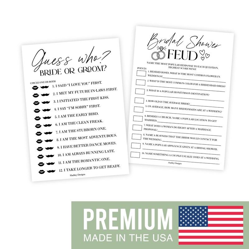 Black & White Bridal Shower Games IB1