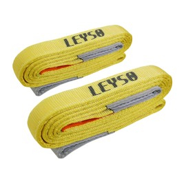Leyso 2 Packs 2" x 10' Lifting Sling Straps, Multifunctional Heavy Duty Lift Sling Web Town Strap with 2 Reinforced Loops and Wear Guard End (Yellow)