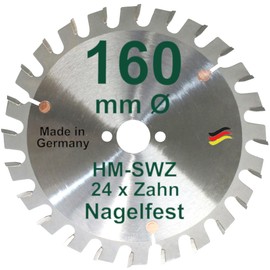 HM Saw Blade 160 x 20 mm Teeth 24 SWZ Circular Saw Blade Carbide 160 mm x 20 mm Hand Circular Saw Blade with Special Alternating Teeth for Hand Circular Saw Chop Saw and Table Saw Chop Saw Blade Super