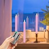AFINETH Pink Flameless Taper Candles with Rmote, 9.6" Real Wax