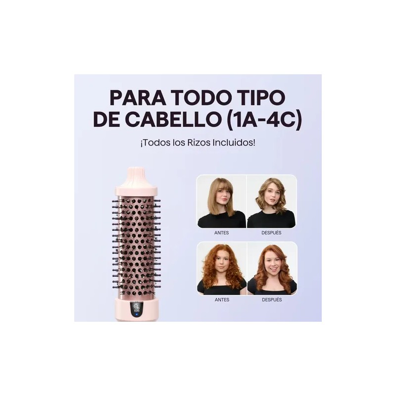 Cepillo Térmico Wavytalk, Cepillo Redondo De Cerámica, Rosa