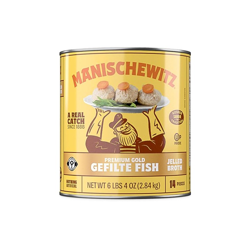 Manischewitz Premium Gold Gefilte Fish, (14 Pieces) in Jelled Broth,